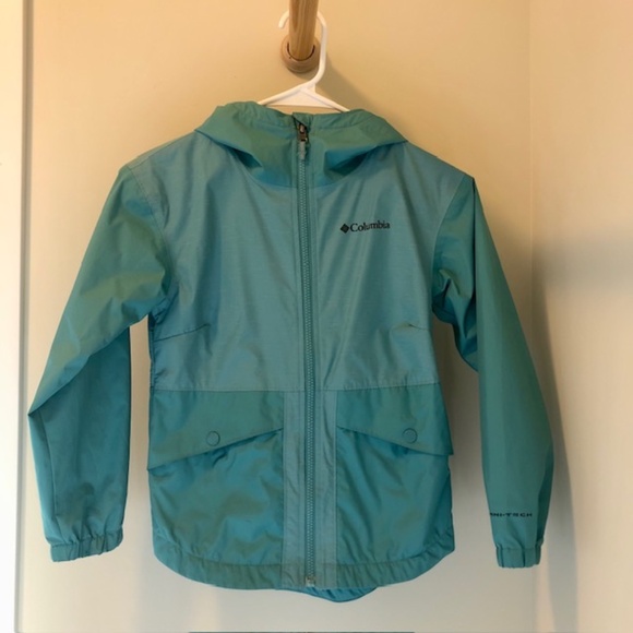 Columbia Girls Rainy Trails Fleece Lined Jacket, Sea Wave Color, Sz S - Picture 1 of 3